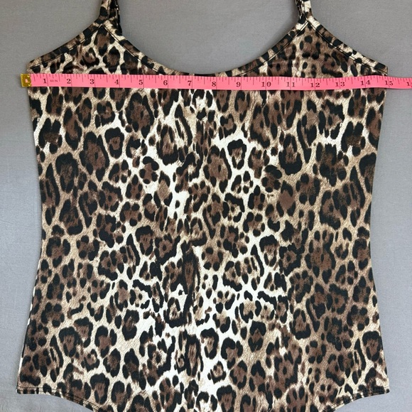 Socialite top women small leopard print spaghetti strap bodysuit brown - Picture 7 of 8